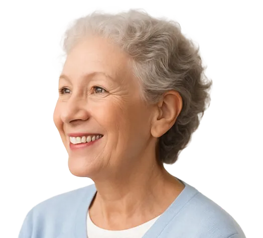 Mujer sonriente con audióloga